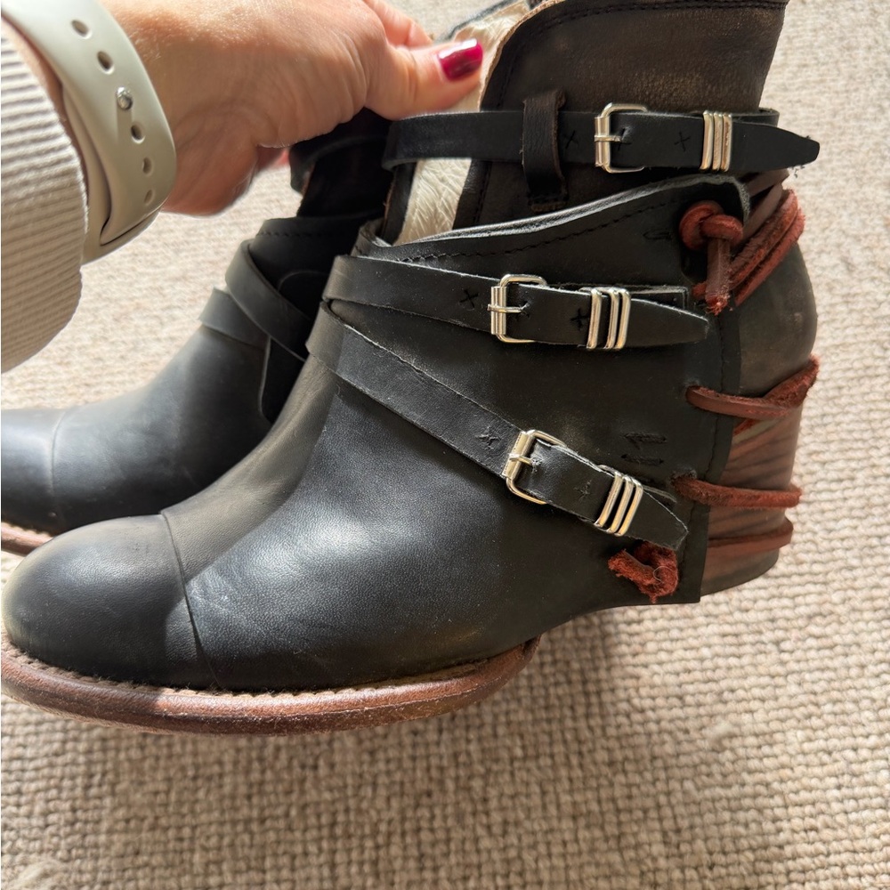 Freebird Black Leather Ankle Boots